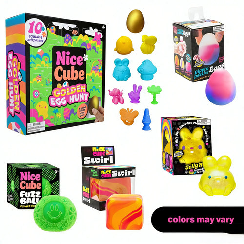 Easter Basket Stuffers: 5-Piece Squishy Mystery Toys Fun Set - Various Textures